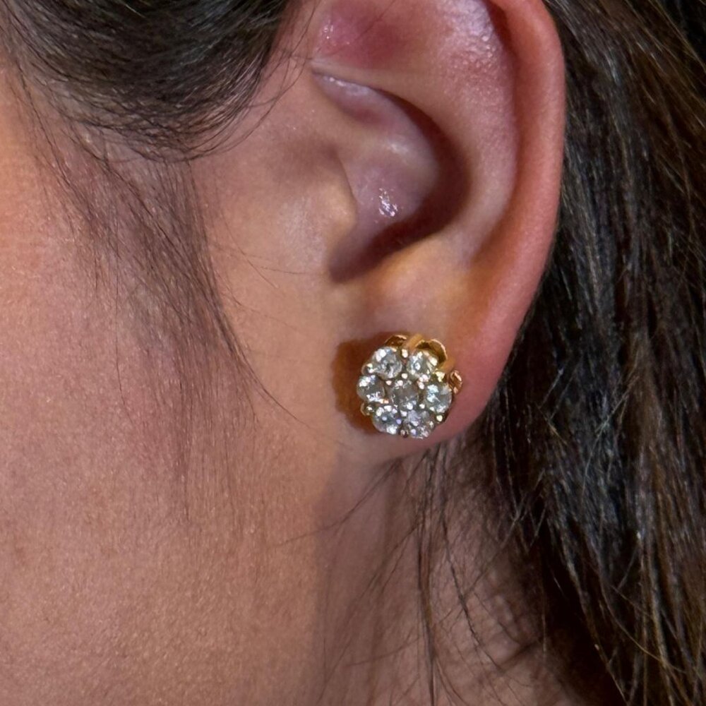 diamond stud earrings, flower design, 10k rose gold, natural diamonds, 2.06ct, l